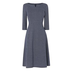 L.K. BENNETT London Dr Harri Sloan Blue/Cream Tailored Shift Dress Royal Style